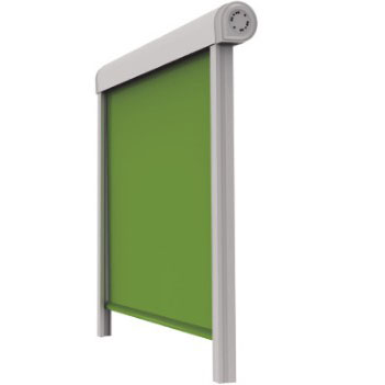 Cortinas externas de rolo guiadas por trilhos